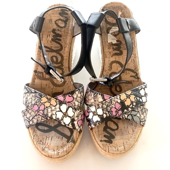 SAM EDELMAN Destin Floral Wedge Espadrille Sandales - Picture 3 of 6